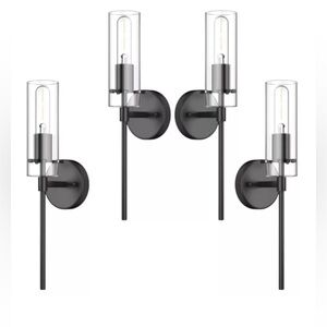 Set of 4 Black Wall Lights,